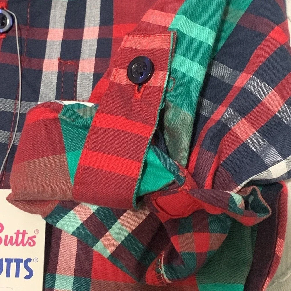 RuggedButts Kennedy Plaid Button Down Shirt Red Green Toddler 18-24M BLWPL18-KY0
